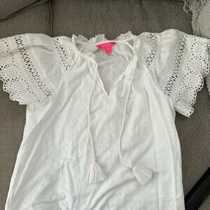 White Lace Trim Women's Top